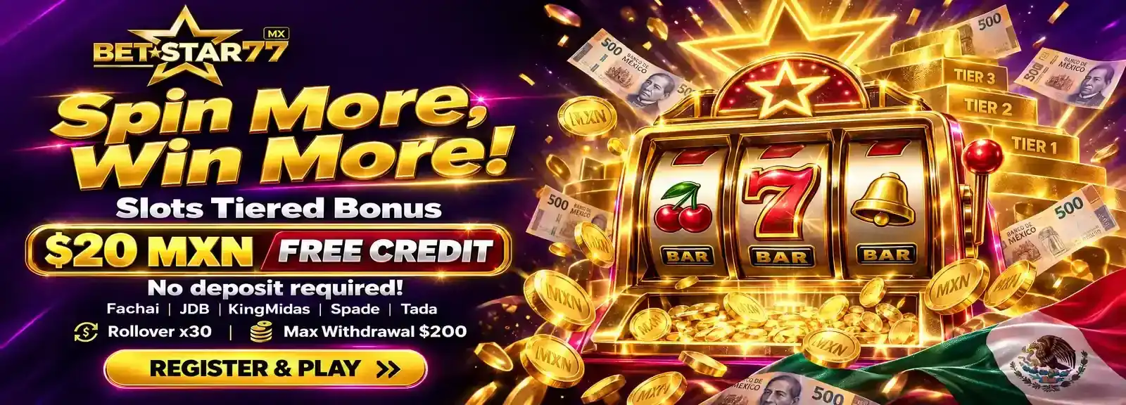 Spin More, Win More! &mdash; Slots Tiered Bonus